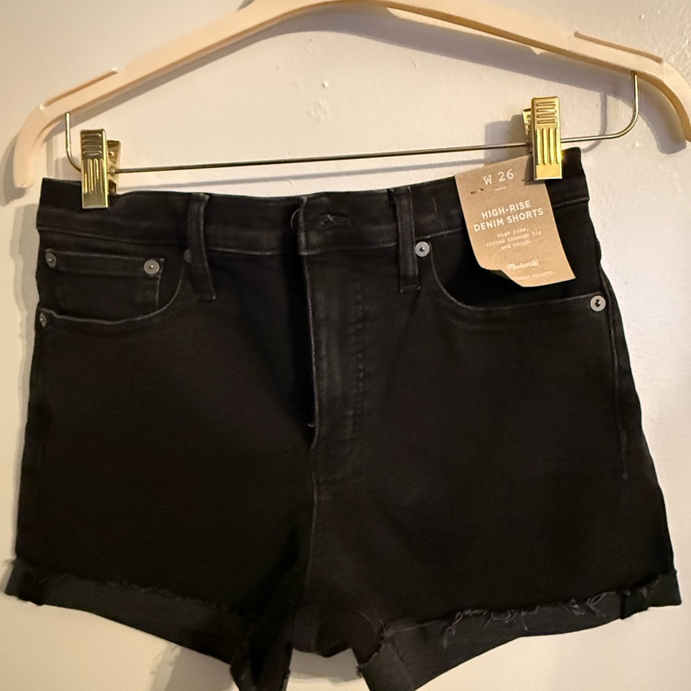 NWT Madewell High-Rise Black Denim Shorts